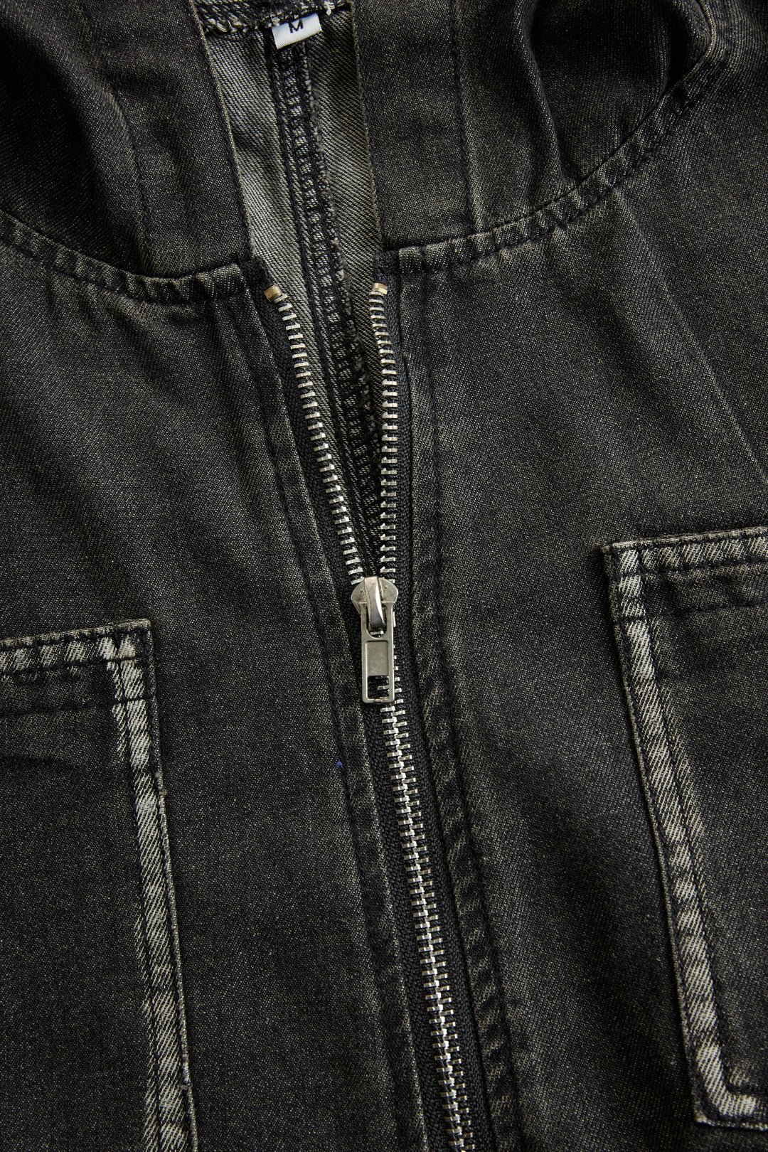 Casual Loose Retro Pocket Long Sleeve Hooded Zipper Denim Jumpsuit