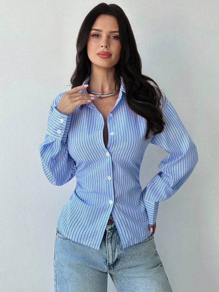 Emma™ Women's Long-Sleeve Striped Blouse with Tie Waist