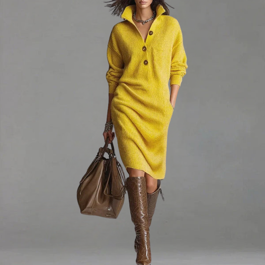 Beaumont™ | Ada | Dames Jurk Met Kraag en Knopen