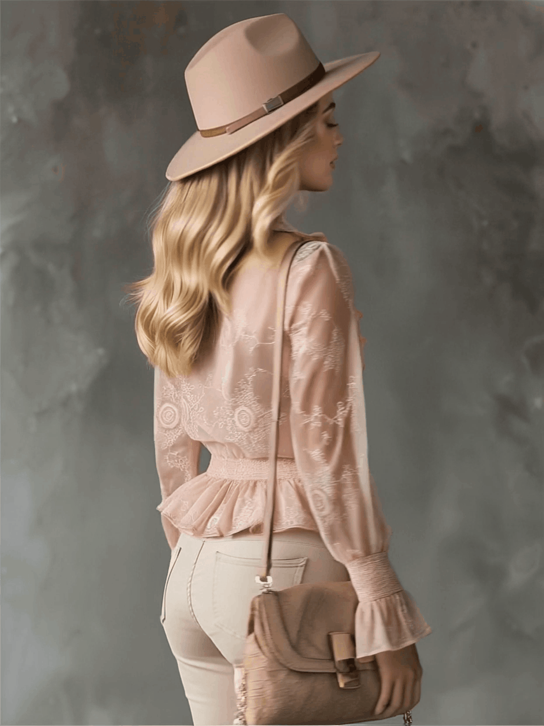 Elegant Pink Chiffon Lace Ruffled Shirt