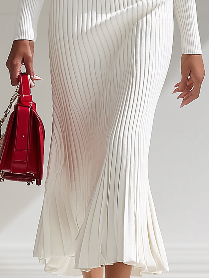 【24-hour shipping out】White Wool Lapel Button Design Maxi Dress